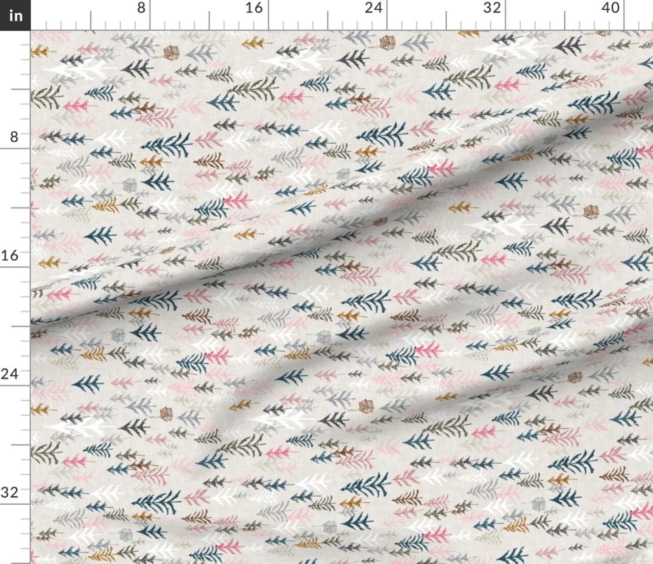 Pink Railroad Forest Adventure Outdoor Pine Fir Tree Custom Printed Fabric by Spoonflower Various Fabrics by the Yard or Fat Quarter